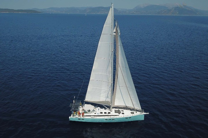 Aura 57 Sailboat, Sailing at mediterrian sea